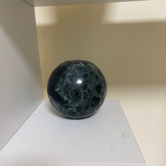 West Elm Extruded Shape Objects Sculpture Green Marble Sphere - Picture 1 of 2
